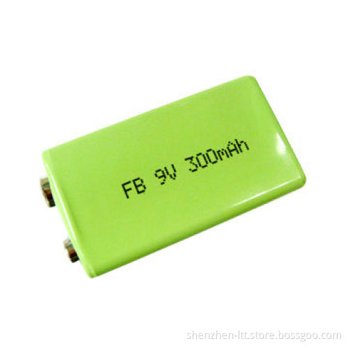 9V NiMH Battery with 300mAh Capacity, Measuring 17.5 x 26.5 x 48.5mm